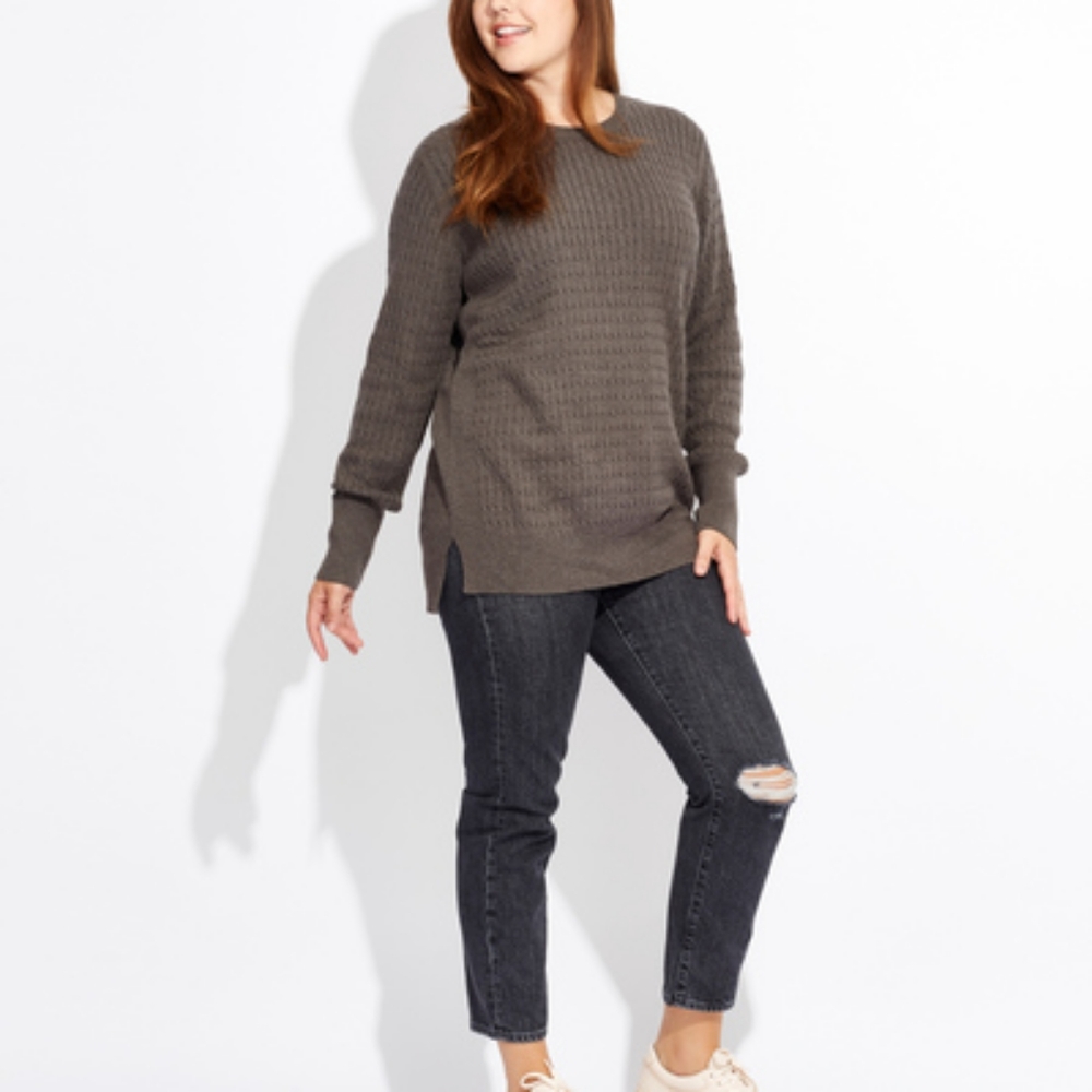 NWT Pact organic charcoal heather cable knit sweater size small